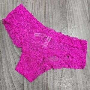 NWT Victoria's Secret THE LACIE Bright Pink Lace Cheeky Panty Size Large